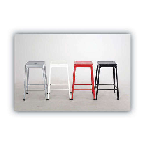 Picture of Counter-Height Steel Stool, Backless, Supports Up to 250 lb, 25" Seat Height, Silver