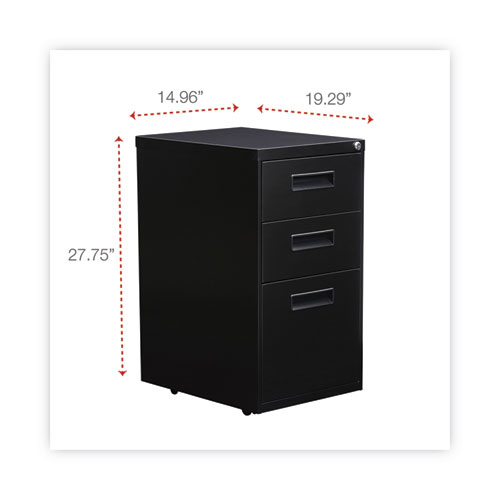 Picture of File Pedestal, Left or Right, 3-Drawers: Box/Box/File, Legal/Letter, Black, 14.96" x 19.29" x 27.75"