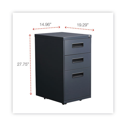 Picture of File Pedestal, Left or Right, 3-Drawers: Box/Box/File, Legal/Letter, Charcoal, 14.96" x 19.29" x 27.75"