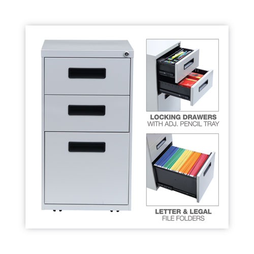 Picture of File Pedestal, Left or Right, 3-Drawers: Box/Box/File, Legal/Letter, Light Gray, 14.96" x 19.29" x 27.75"