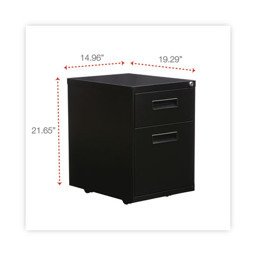 Picture of File Pedestal, Left or Right, 2-Drawers: Box/File, Legal/Letter, Black, 14.96" x 19.29" x 21.65"