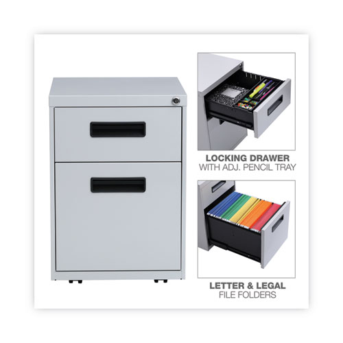 Picture of File Pedestal, Left or Right, 2-Drawers: Box/File, Legal/Letter, Light Gray, 14.96" x 19.29" x 21.65"