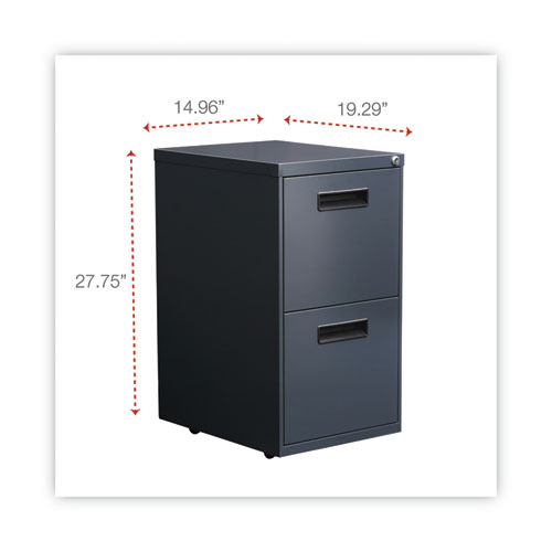 Picture of File Pedestal, Left or Right, 2 Legal/Letter-Size File Drawers, Charcoal, 14.96" x 19.29" x 27.75"