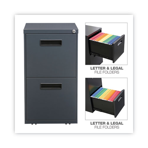 Picture of File Pedestal, Left or Right, 2 Legal/Letter-Size File Drawers, Charcoal, 14.96" x 19.29" x 27.75"