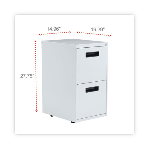 Picture of File Pedestal, Left or Right, 2 Legal/Letter-Size File Drawers, Light Gray, 14.96" x 19.29" x 27.75"