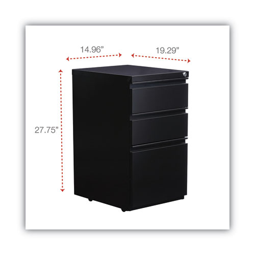 Picture of File Pedestal with Full-Length Pull, Left or Right, 3-Drawers: Box/Box/File, Legal/Letter, Black, 14.96" x 19.29" x 27.75"