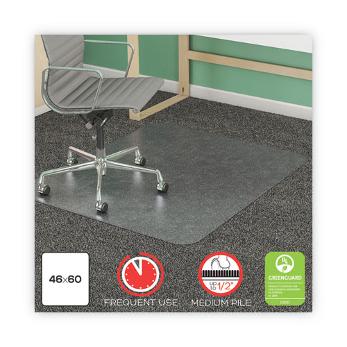 Picture of SuperMat Frequent Use Chair Mat, Med Pile Carpet, Roll, 46 x 60, Rectangle, Clear