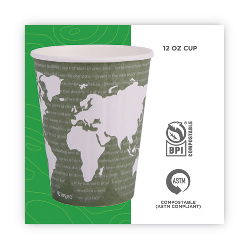 Picture of World Art Renewable and Compostable Insulated Hot Cups, 12 oz, Brown/White, 40/Pack, 15 Packs/Carton