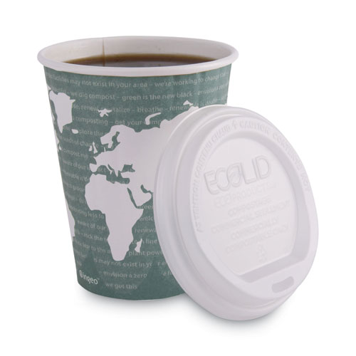 Picture of World Art Renewable and Compostable Insulated Hot Cups, 12 oz, Brown/White, 40/Pack, 15 Packs/Carton