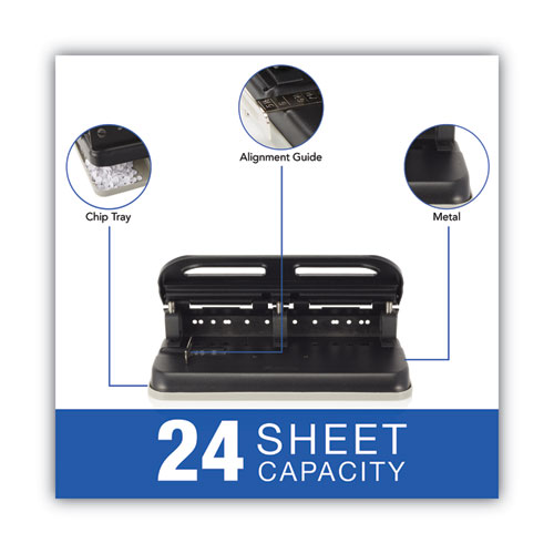 Picture of 24-Sheet Easy Touch Two- to Seven-Hole Precision-Pin Punch, 9/32" Holes, Black