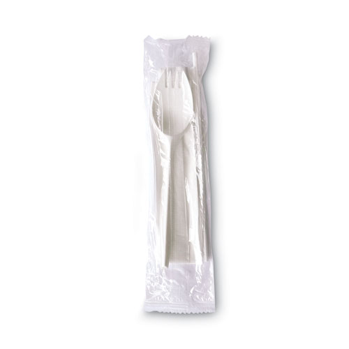 Picture of School Cutlery Kit, Napkin/Spork/Straw, White, 1000/Carton