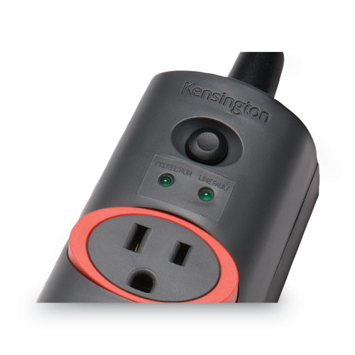 Picture of SmartSockets Color-Coded Strip Surge Protector, 6 AC Outlets, 6 ft Cord, 670 J, Black