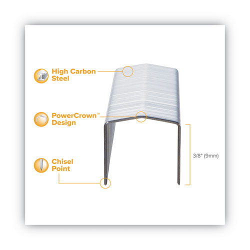 Picture of B8 PowerCrown Premium Staples, 0.38" Leg, 0.5" Crown, Steel, 5,000/Box