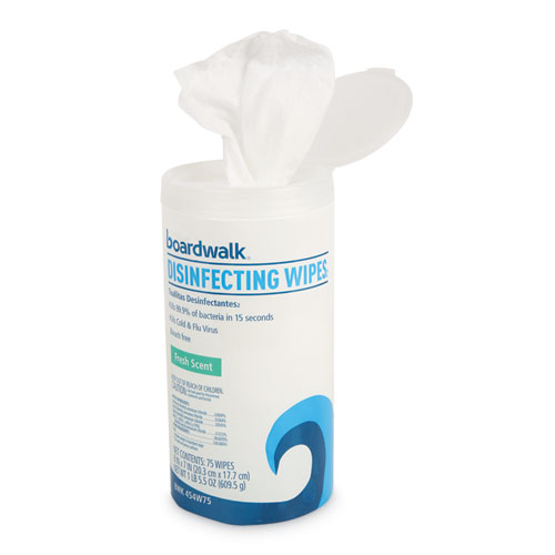 Picture of Quat-Based Disinfecting Wipes, 7 x 8, Fresh Scent, 75/Canister, 3 Canisters/Pack