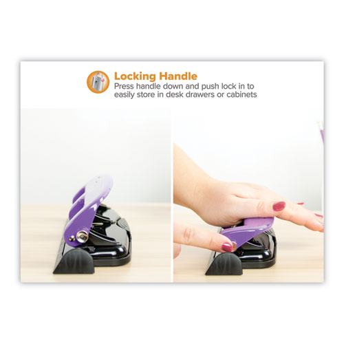 Picture of 12-Sheet EZ Squeeze Three-Hole Punch, 9/32" Holes, Purple/Black