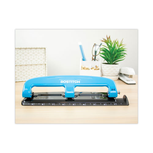 Picture of 12-Sheet EZ Squeeze Three-Hole Punch, 9/32" Holes, Blue/Black