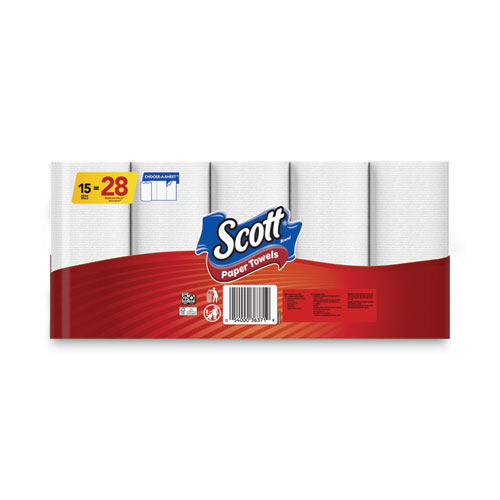 Picture of Choose-A-Sheet Mega Kitchen Roll Paper Towels, 1-Ply, 7.31 x 11, White, 100 Sheets/Roll, 15 Rolls/Pack, 2 Packs/Carton