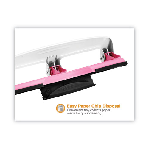 Picture of 12-Sheet EZ Squeeze InCourage Three-Hole Punch, 9/32" Holes, Pink