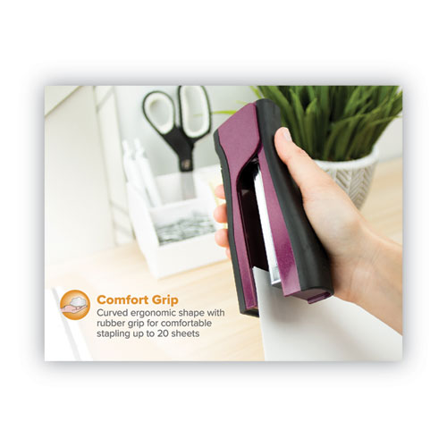 Picture of Dynamo Stapler, 20-Sheet Capacity, Wine Metallic