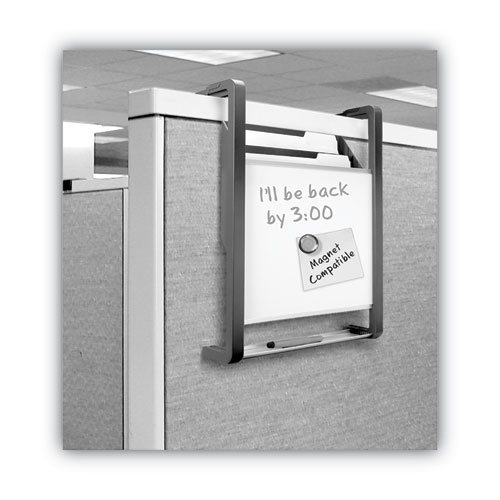 Picture of Hanging File Pocket with Dry Erase Board, 3 Sections, Letter Size, 15" x 4", x 20", Black