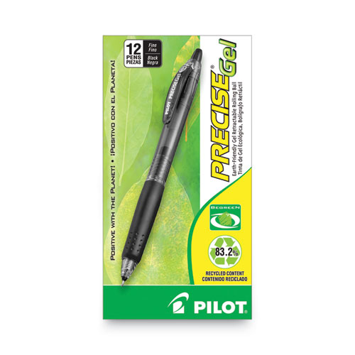 Picture of Precise Gel BeGreen Gel Pen, Retractable, Fine 0.7 mm, Black Ink, Smoke Barrel, Dozen