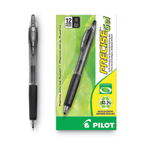 Picture of Precise Gel BeGreen Gel Pen, Retractable, Fine 0.7 mm, Black Ink, Smoke Barrel, Dozen