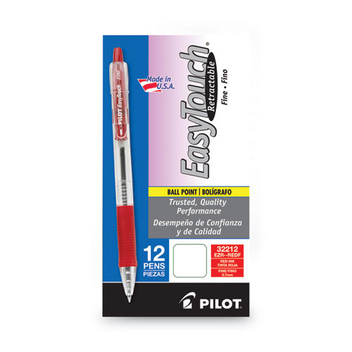 Picture of EasyTouch Ballpoint Pen, Retractable, Fine 0.7 mm, Red Ink, Clear Barrel, Dozen