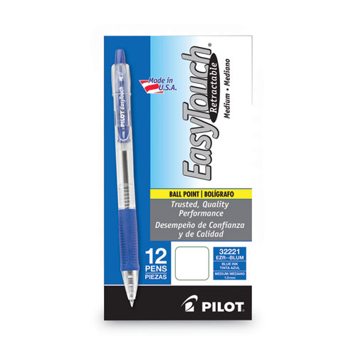 Picture of EasyTouch Ballpoint Pen, Retractable, Medium 1 mm, Blue Ink, Clear Barrel, Dozen