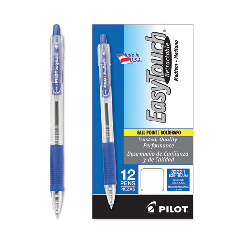 Picture of EasyTouch Ballpoint Pen, Retractable, Medium 1 mm, Blue Ink, Clear Barrel, Dozen