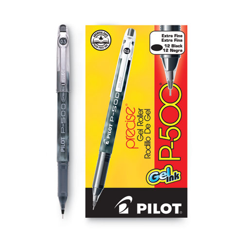 Picture of Precise P-500 Gel Pen, Stick, Extra-Fine 0.5 mm, Black Ink, Black Barrel, Dozen