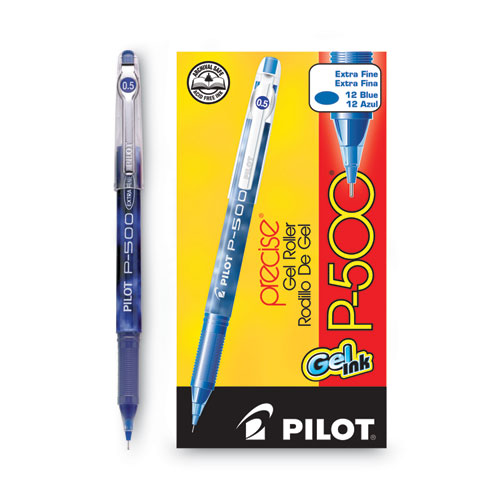 Picture of Precise P-500 Gel Pen, Stick, Extra-Fine 0.5 mm, Blue Ink, Blue Barrel, Dozen