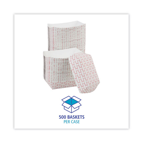 Picture of Paper Food Baskets, 2.5 lb Capacity, Red/White, 500/Carton