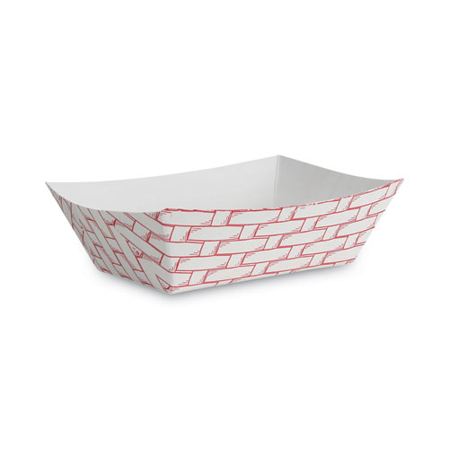 Picture of Paper Food Baskets, 1 lb Capacity, Red/White, 1,000/Carton