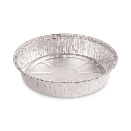 Picture of Round Aluminum To-Go Containers, 48 oz, 9" Diameter x 1.66"h, Silver, 500/Carton