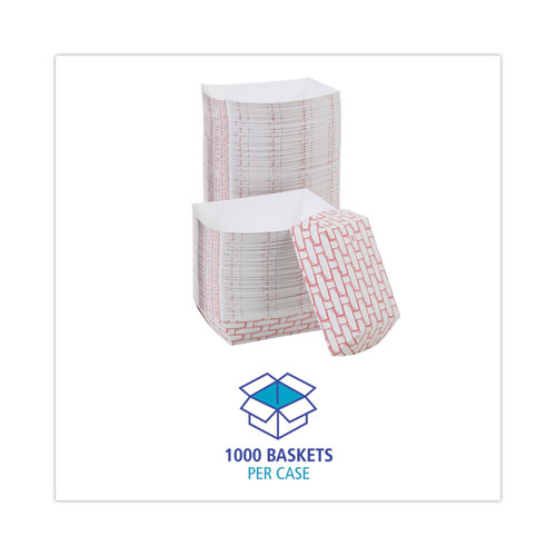 Picture of Paper Food Baskets, 2 lb Capacity, Red/White, 1,000/Carton