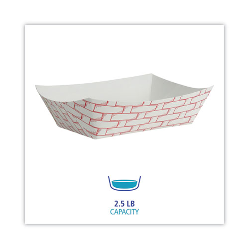 Picture of Paper Food Baskets, 2.5 lb Capacity, Red/White, 500/Carton