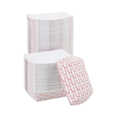 Picture of Paper Food Baskets, 2 lb Capacity, Red/White, 1,000/Carton