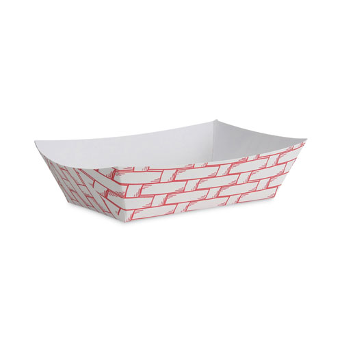 Picture of Paper Food Baskets, 2 lb Capacity, Red/White, 1,000/Carton