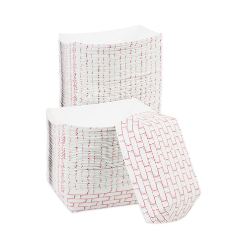 Picture of Paper Food Baskets, 2.5 lb Capacity, Red/White, 500/Carton