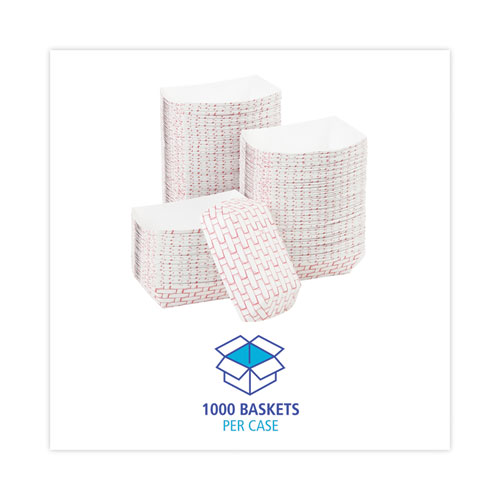 Picture of Paper Food Baskets, 0.25 lb Capacity, 2.69 x 4 x 1.05, Red/White, 1,000/Carton