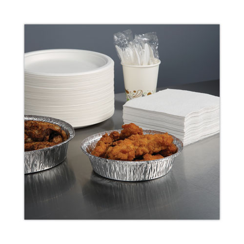 Picture of Round Aluminum To-Go Containers, 24 oz, 7" Diameter x 1.47"h, Silver, 500/Carton