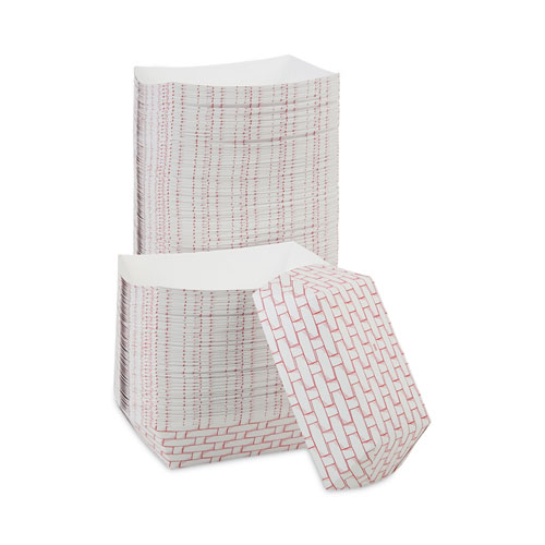 Picture of Paper Food Baskets, 3 lb Capacity, Red/White, 500/Carton