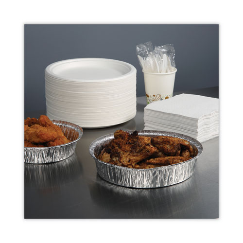 Picture of Round Aluminum To-Go Containers, 48 oz, 9" Diameter x 1.66"h, Silver, 500/Carton