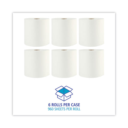 Picture of Boardwalk Xtra Roll Towels, 1-Ply, 8" x 800 ft, White, 6 Rolls/Carton