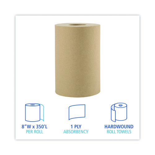 Picture of Hardwound Paper Towels, 1-Ply, 8" x 350 ft, Natural, 12 Rolls/Carton