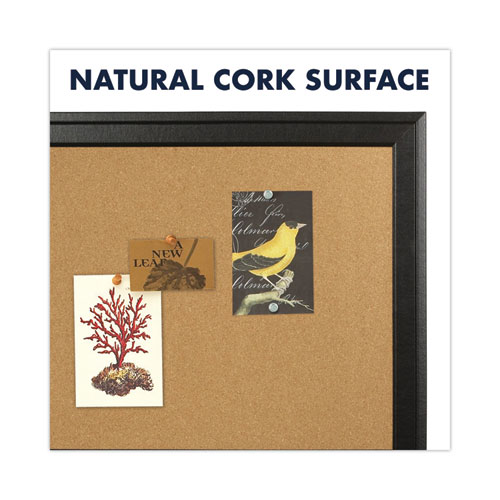 Picture of Cork Bulletin Board with Black Frame, 17" x 11", Tan Surface, Black Fiberboard (MDF) Frame