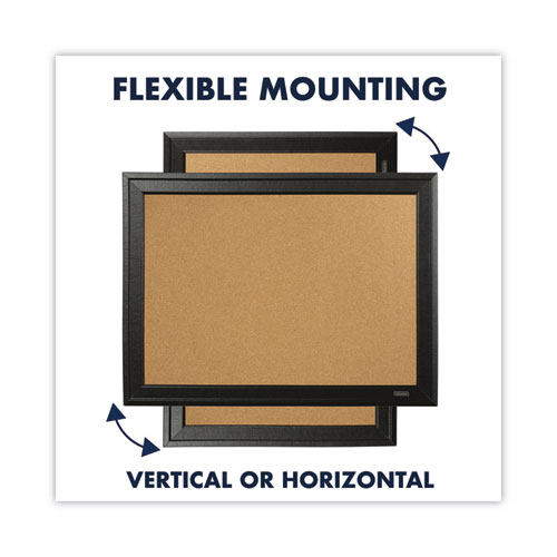 Picture of Cork Bulletin Board with Black Frame, 17" x 11", Tan Surface, Black Fiberboard (MDF) Frame