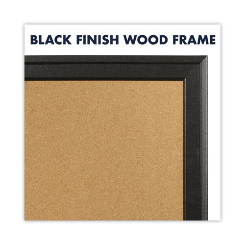 Picture of Cork Bulletin Board with Black Frame, 17" x 11", Tan Surface, Black Fiberboard (MDF) Frame