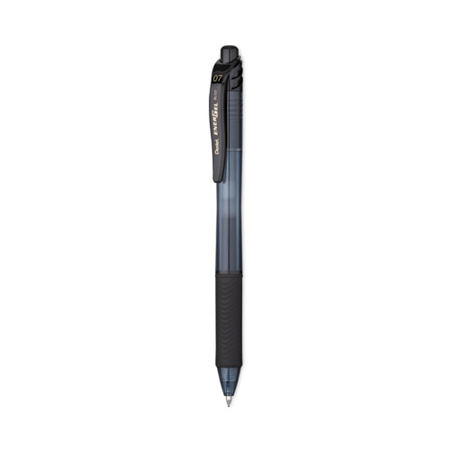 EnerGel-X+Gel+Pen%2C+Retractable%2C+Medium+0.7+mm%2C+Black+Ink%2C+Smoke%2FBlack+Barrel%2C+Dozen