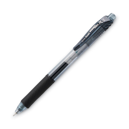 Picture of EnerGel-X Gel Pen, Retractable, Fine 0.5 mm Needle Tip, Black Ink, Clear/Black Barrel, Dozen